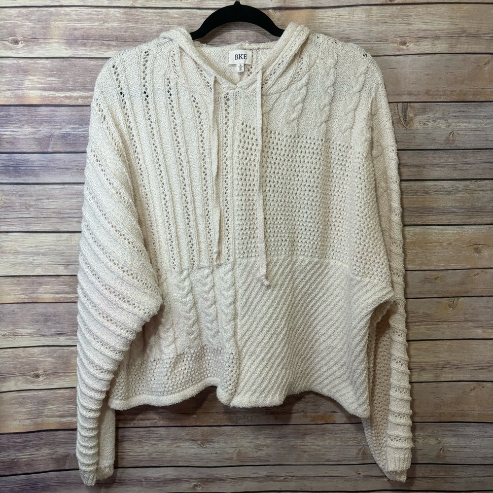 BKE Hooded Sweater Ivory Size Large